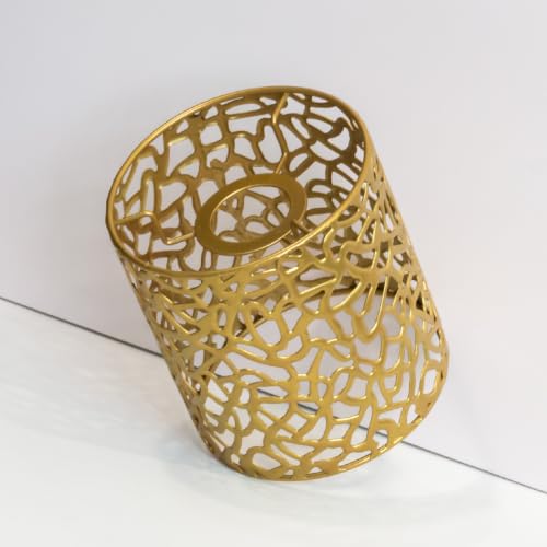 Metal Filigree Cylinder Lamp Shade 14x15cm (Gold, Width-5.5', Layered trellis mesh)