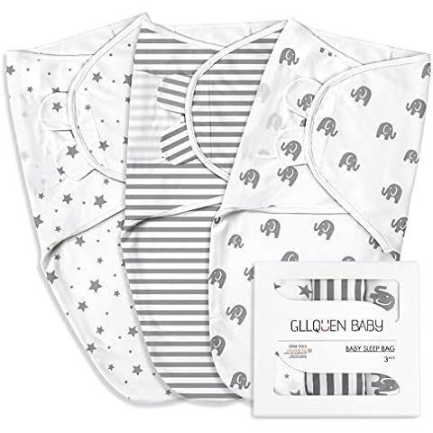 Pucksack Baby 0-3 Monate Swaddles Babyschlafsack Neugeborene, Oeko-tex100 Schlafsack für Kleinkinder,Unisex,3er Pack Wickel,100% Bio-Baumwolle(Neues grau) Cover
