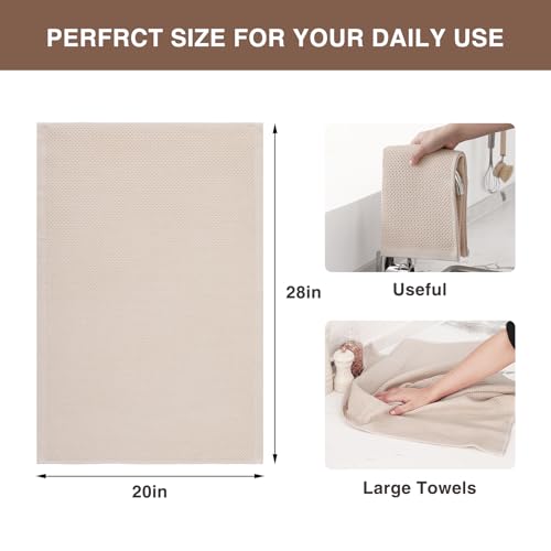 Image of Homaxy 100% Cotton Waffle Weave Kitchen Dish Towels, Ultra Soft Absorbent Quick Drying Cleaning Towel, 20x28 Inches, 8-Pack, Beige