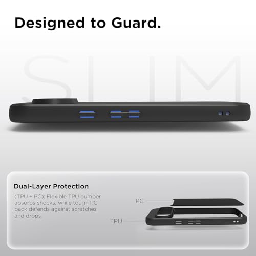 Image of RIGGEAR Shockproof Sleek Hybrid Armor Magnetic Back Cover Case Compatible with MagSafe Accessories for Google Pixel 10 / Pixel 10 Pro (Smoke Black Matte PC + Black TPU Bumper)
