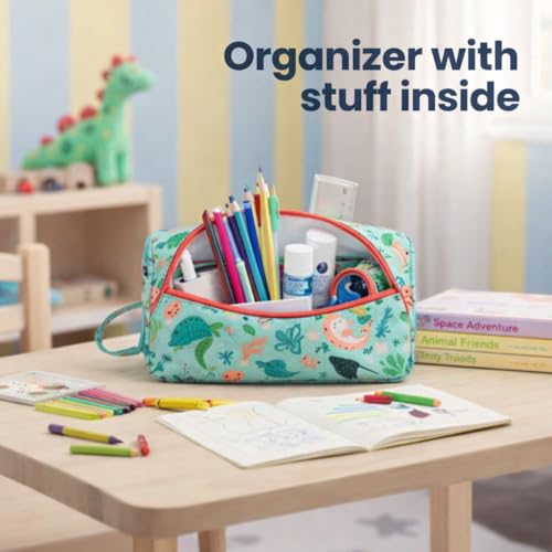 Image of Travel Organizer | Multipurpose All-in-One Compact Durable, Lightweight, Waterproof, Bag | Travel Friendly Pouch | Ideal for Stationary, Medicines, Accessory (Sea &Ocean Print)