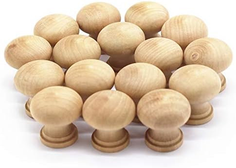 WEICHUAN 16PCS Round Unfinished Wood Cabinet Furniture Drawer Knobs Pulls Handles (Diameter: 3.7cm Height: 3.7cm)