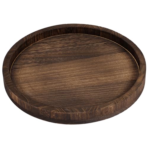 Vintage 30cm Round Wooden Serving Platter - Multipurpose Tray for Decor, Coffee Table, Candle, Perfume (Dark Coffee Color)
