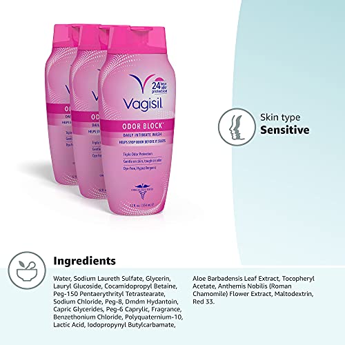 Vagisil Feminine Wash For Intimate Area Hygiene, Odor Block, Gynecologist Tested, Hypoallergenic, 12 Oz, (Pack Of 3) #TOP6