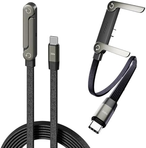 2-in-1 Chargestand Type-C Cable, 240W High-Speed Charging & 1.5m Data Sync Cord with Foldable Phone Stand,for Laptops, Tablets, Phones