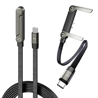 2-in-1 Chargestand Type-C Cable, 240W High-Speed Charging &amp; 1.5m Data Sync Cord with Foldable Phone Stand,for Laptops, Tablets, Phones