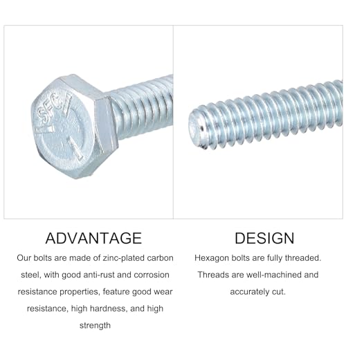 Image of METALLIXITY Hex Bolts (1 /4-28x3 /4) 12Pcs, Carbon Steel Zinc Plated Fully Threaded, UNF Fine Thread Hex Head Screw Bolt - for Furniture Repair, Silver