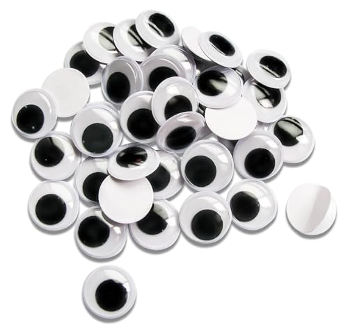 TOAOB 100pcs Large Wiggle Googly Eyes with Self Adhesive Round Black White Sticky Wobbly Eyes Plastic Craft Eyes 25mm for DIY Scrapbooking Crafts