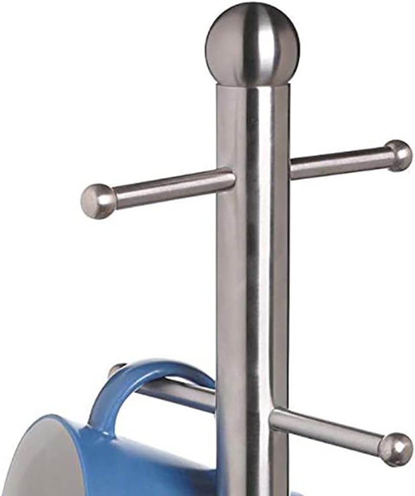 hejhncii Drying Storage Rack Holder Home Mug Hooks Multipurpose Display Stand Metal Tree Shape Coffee Cups with 6Hooks Rack Tree Stainless Steel Countertop Cabinet Shelf Coffee Cup