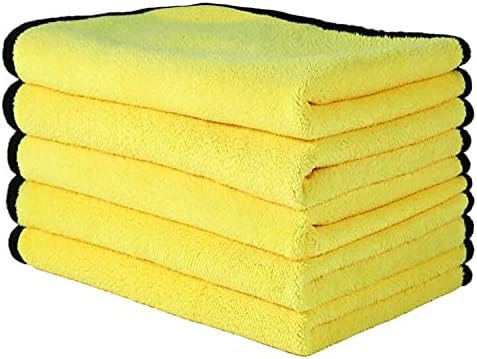 Microfiber Towels for Cars - Super Absorbent Car Towel Thick Car Drying Towel, Soft Edgeless 2-Sided Car Wash Towels Multiple Uses Dust Cloth Car Wash Drying Towels, 12 in x 16 in, 5 Pack