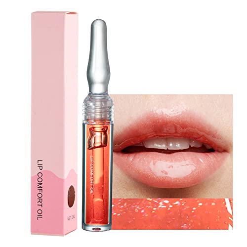 Lip Oil Tinted, Plumping Lip Gloss Transparent Moisturizing Lip Oil, Lip Oil Hydrating Lasting Nourishing Gloss Glass Lip Glaze, Deep Repair Dry Cracked Lips Care, Tinted Lip Oil Confident Nude Makeup #TOP16