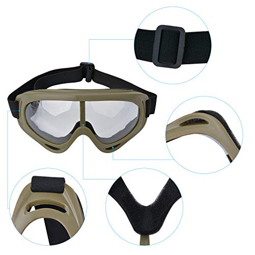 Outgeek Airsoft Mask, Lower Steel Mesh Mask Protective Half Face Mask UV Protection Glasses Comfortable and Cool Mask Goggles Set for Adult Men Women Children - Thumbnail 5