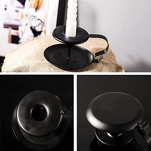 Eidoct Retro Iron Taper Candle Holder, Set of 2, Wrought Iron Taper Candle Holder for Halloween Christmas Dining Room Home Decoration Display (Matte Black)