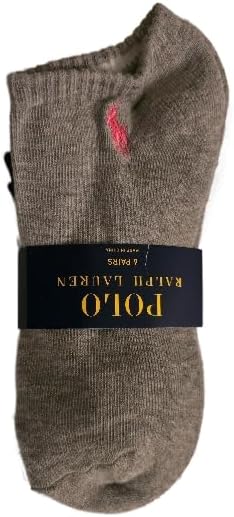 POLO RALPH LAUREN Women's 6 Pack Low Cut Socks, Black/White/Gray, Sock Size 9-11, Shoe Size 4-10 1/2