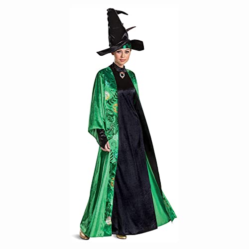 Disguise Womens Professor Mcgonagall Costume, Official Deluxe Harry Potter Wizarding World Dress And Hat Adult Sized, Multicolored, Plus 18-20