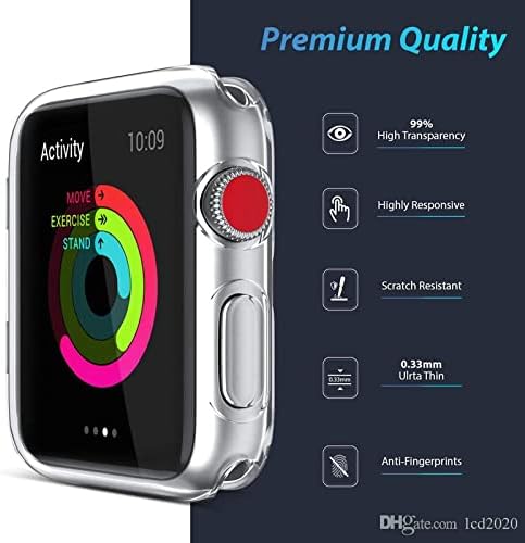Vaporly UK Transparent Case for Apple Watch Series 6 / SE / Series 5 / Series 4 Screen Protector 40mm, iWatch Overall Protective Cover (40mm)
