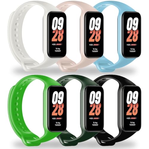 MONUARY 6 Piezas Correas Compatible con Xiaomi Smart Band 8 Active y Redmi Smart Band 2, Pulseras de Repuesto para Xiaomi Band 8 Active y Redmi Band 2, TPU, Cómodo de Llevar, Longitud Ajustable