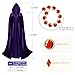 ATENTO Women's Halloween Cosplay Costume Purple Hooded Cloak Cape Long Sleeve Bodysuits with Adjustable Red Gem Waist Belt