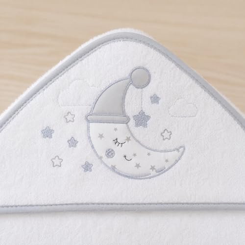 Miniatura 11 de Various Capa De Baño De Bebé Con Capucha Rizo 100 Algodón,Medida 100 Cm X 100 Cm,Toalla De Bebé Con Capucha Niños Pequeños Suave Y Absorbente Con Un Diseño Luna Color Blanco Gris