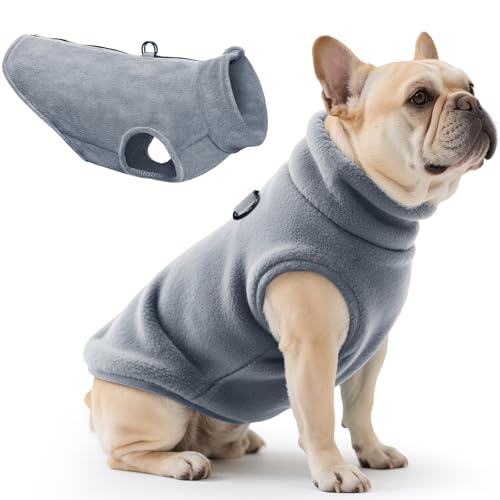 Oslueidy Hundemantel Fleece Hunde Jacken Hund warme Mäntel Winter Haustier Kleidung Hoodies Pullover Jumpsuit Hund Schnee Outfits Weste für kleine mittlere große Hunde XS-XXL (Grau, S)