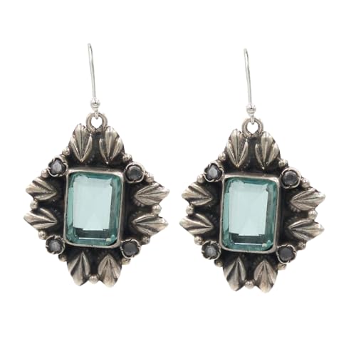 Sangeeta Boochra 925 Sterlilng Silver Aqua Quartz Earring|Fine Jewellery for Women & Girls| Certificate of Authenticity and 925 Stamp | Handcrafted