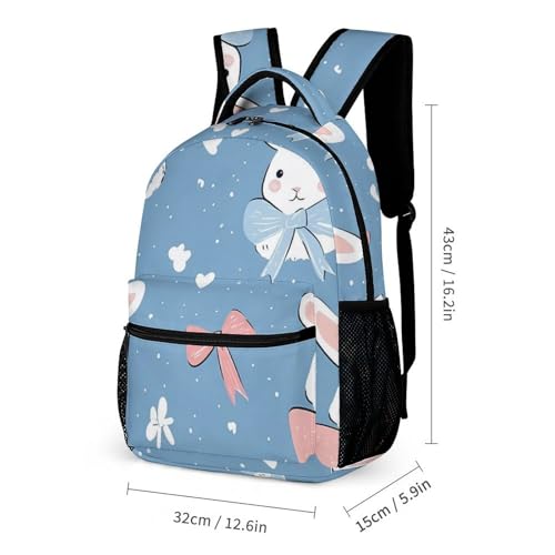 Bunny with Bows And Ribbons Travel Backpack Lunch Box Pencil Case 3Pcs Set for Men Women Office Outing University2
