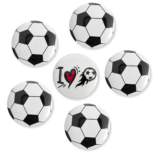 Kokoma 6 Pcs Soccer Ball Brooch Pin Football Button Pins Sports Tinplate Pins Badge Birthday Badge Accessory for Backpacks Hats Bags