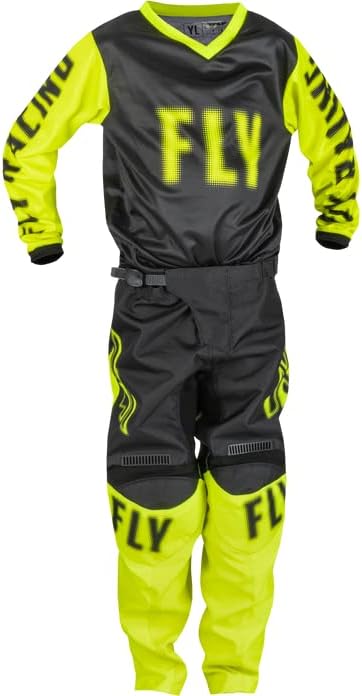 Fly Racing 2023 Youth F-16 Black/Hi-Vis Moto Gear Set - Pant and Jersey Combo