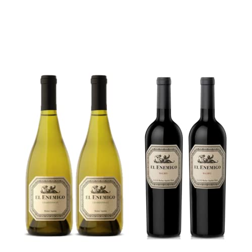 Combo 4 Vinhos Argentinos = 2 EL Enemigo Malbec + 2 El Enemigo Chardonnay
