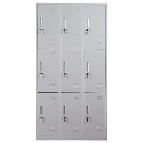 Schließfach Boston T829, Schließfachschrank Wertfachschrank Spind, Metall 9 Fächer - grau