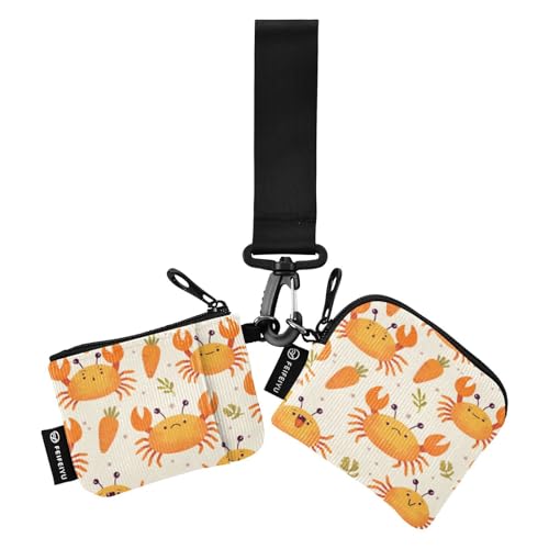 linqin Cute Carrot Orange Crabs Women's Change Wallet Card Cases Mini Fashion Card Wallet Money Organizer with Zipper Pocket for Men Women 2 Packs