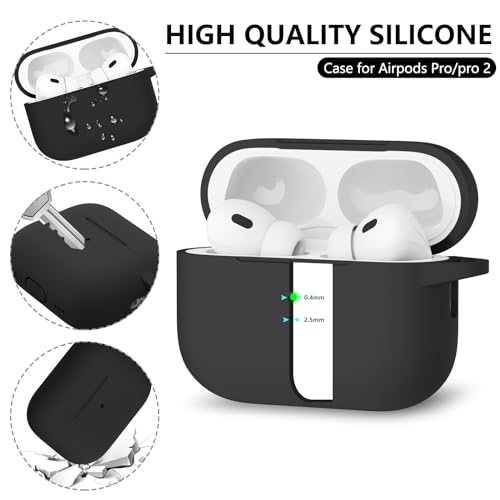 Ljusmicker for AirPods Pro Case Cover with Cleaner Kit,Soft Silicone Protective Cover for Apple AirPod Pro 2nd/1st Generation Case for Women Men,AirPods Pro 2/Pro Case Accessories with Keychain-Black | Cleaner Kit, Soft Silicone, Protective Case, for Women Men, Pro Case, Accessories