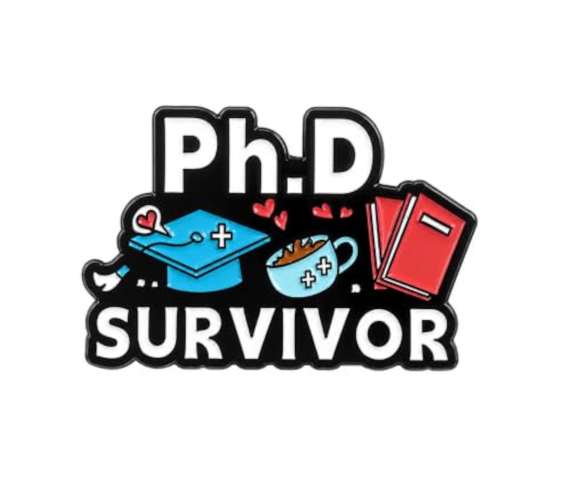 PhD Survivor Enamel Pin, Funny Graduation Gift for Doctoral Students