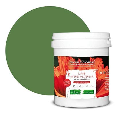BOX DECO COULEURS Peinture naturelle écologique intérieur extérieur aspect satin Natura - 1L / 13m² [Classe énergétique A+], Vert Nature Cover