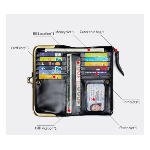 Credit Card Holder Kiss-lock Wallet Phone Holder Clutch Genuine Leather Small Purse for Women3