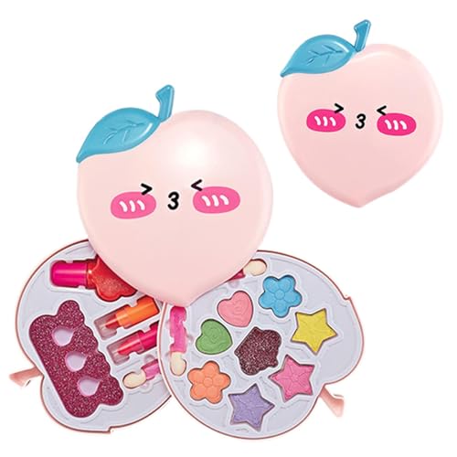 Jugar Maquillaje,Las niñas Jugar Maquillaje | Juego de vestir princesas | Kit de maquillaje para niños, juego de cosméticos reales, caja de melocotón para niños pequeños, juguete de vestir de princesa