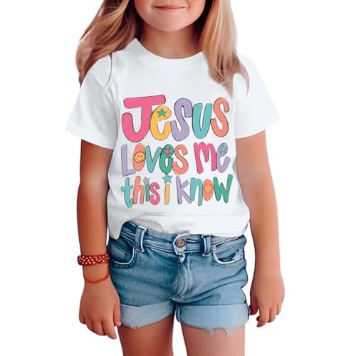 BINTEHGS Jesus Shirts for Kids Christian Graphic Tees for Girls Religious God Tshirts Inspirational Bible Verse Cute T-Shirts4