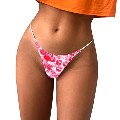 Tangas Algodon Tangas para Mujer, Calzoncillos sexys, cómodos, de Tiro bajo, Suaves, con Tiras Bikini Tanga Mujer Sexy Hilo Tanga Encaje Pack (Pink, S)