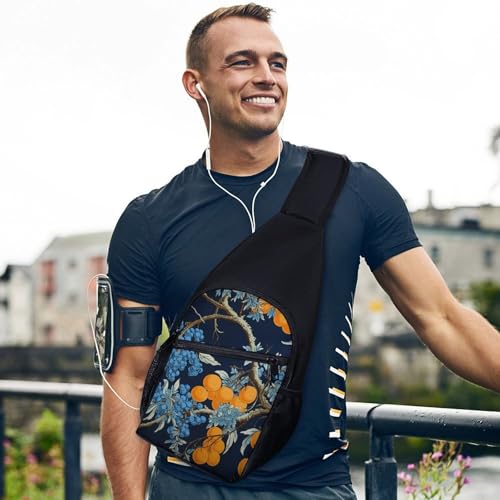 Bolso bandolera pequeño unisex azul con flores miniatura 6