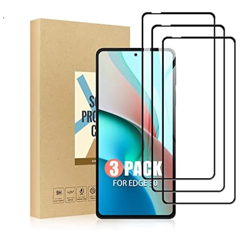 SCL Screen Protector Compatible with Moto Edge 30 Screen Protector Motorola Edge 30 Tempered Glass Film [3-Pack], [Full Coverage, Easy Installation, Bubble-free, 9H Hardness] Cover
