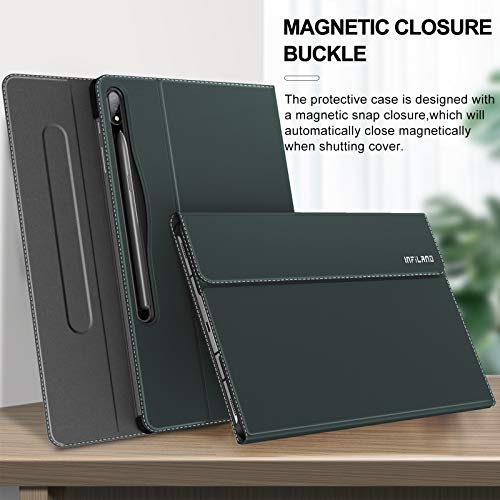 Image of INFILAND Galaxy Tab S7+ / S7 Plus Case, Multiple Angle Stand Cover Compatible with Samsung Galaxy Tab S7+ / S7 Plus 12.4-inch SM-T970 /T975 /T976 2020 Release Tablet [Auto Wake /Sleep], Midnight Green