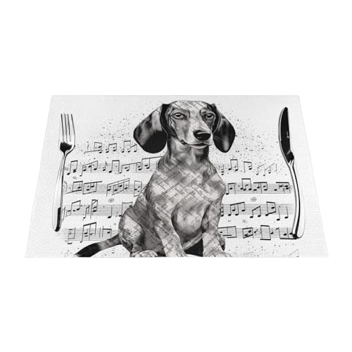Set de table teckel musique antidérapant lavable cuisine maison - 7
