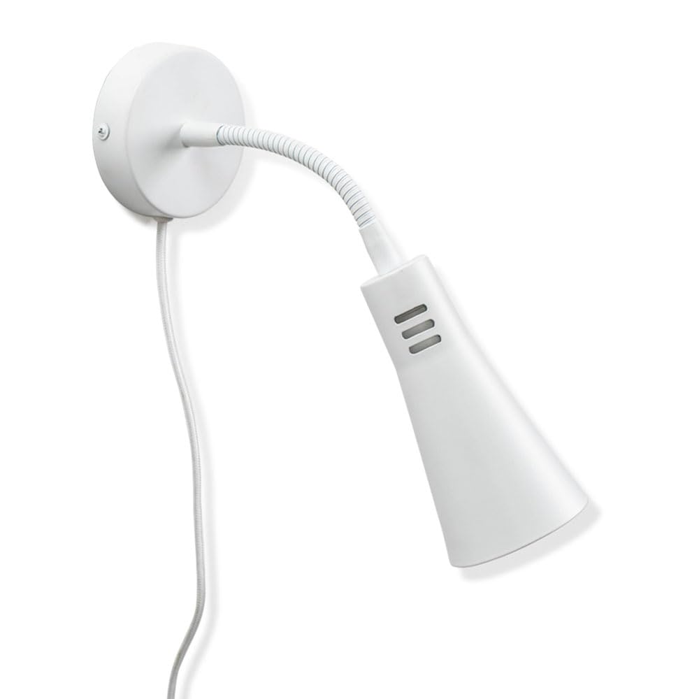 Valuelights Single | Plug In White Flexible Gooseneck Wall Light | Reading Lights, Home Décor & Improvement Essential | Includes Bulb Small
