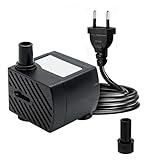 180L/H 3W Mini-Tauchpumpe, Ultra Leise Aquarium Pumpe mit 1.3m Netzkabel，mit 1 Düsen für...