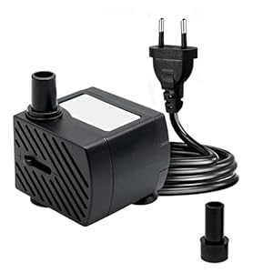 180L/H 3W Mini-Tauchpumpe, Ultra Leise Aquarium Pumpe mit 1.3m Netzkabel，mit 1 Düsen für Brunnenaquarium， Aquarium, Teichgarten EU-Stecker