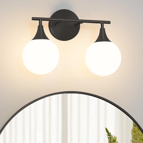 Image of Daunton Modern Matte Black Bathroom Vanity Light - Energy Efficient G9 Base Bathroom Lighting Fixtures Over Mirror, Anti-Glare 14.2 Inch Soft Illumination for Makeup & Shaving, Stylish and Affordable