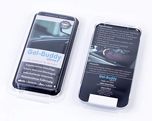 Gel-Buddy elbow Die Armlehne für die Fahrt - Das Original für Auto LKW Bus und Sprinter, Farbe:schwarz, Größe:15 x 5cm