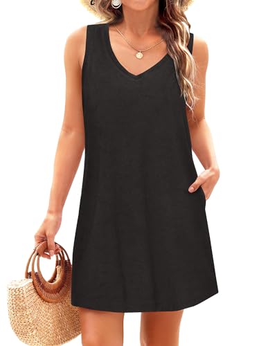 Pinup Fashion Bathing Suit Cover Up Women Terry Cloth Black Sleeveless Dress S-XXL