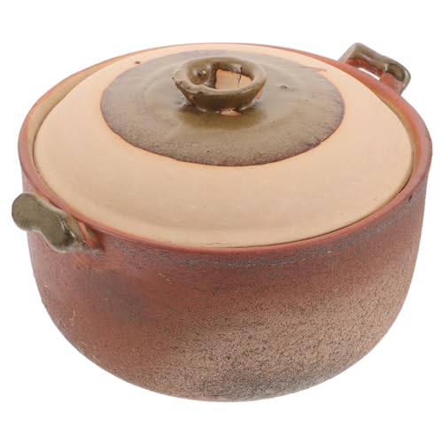 SOIMISS Pentola Terracotta Per Cucinare Stufati e Zuppe Adatta Per Cucinare in Casa e Riunioni Famiglia Con Manico Facile Da Usare