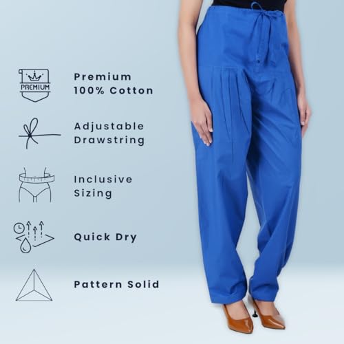 Image of Happy Bunny Salwar Pant - Modern Style Pure Cotton for Women - Ethnic Semi Patiala Trouser - Office,Home - All Day Comfort Wear with Drawstring
